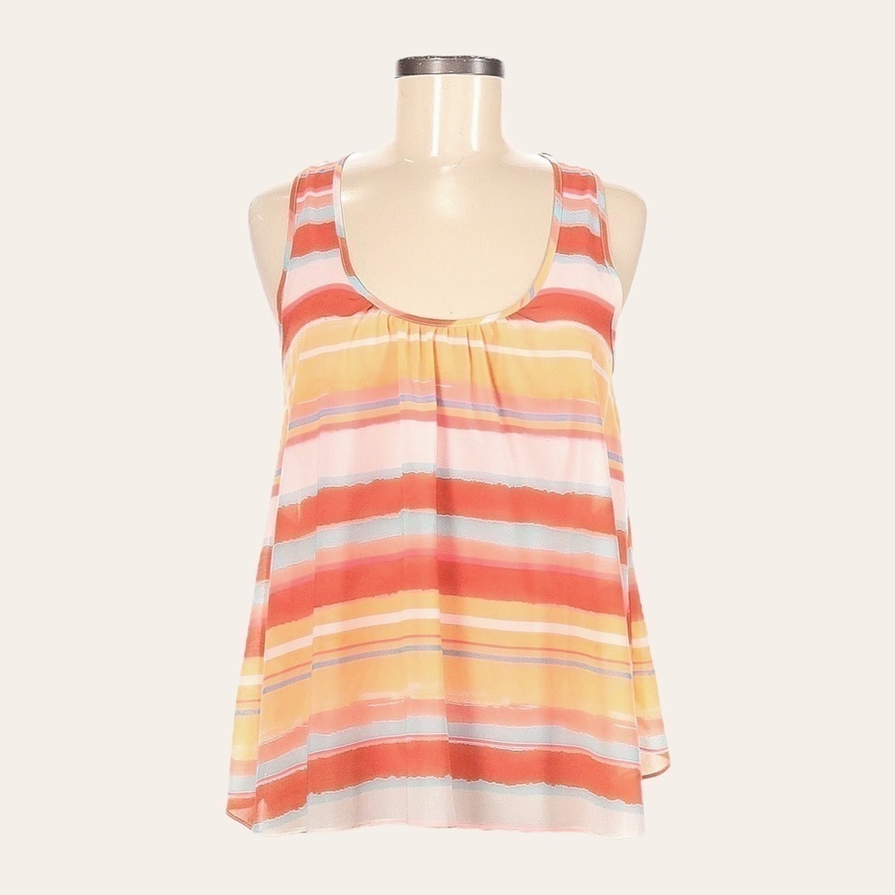 Anthropologie Meadow Rue Merlon Stripe Drape Back Tank Blouse L